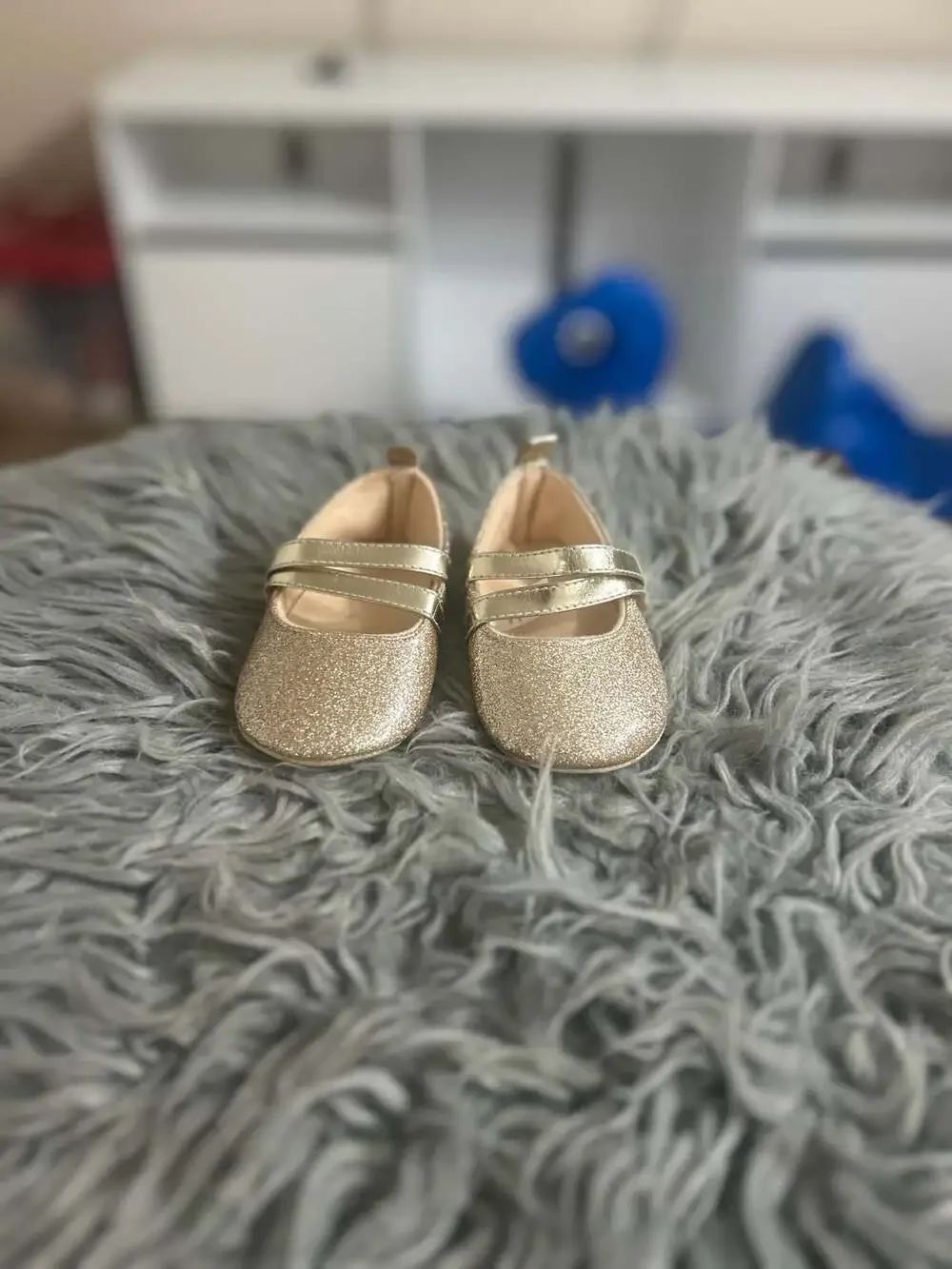 Cat & Jack Toddler Gold Glitter Ballet Flats Mary Jane Shoes